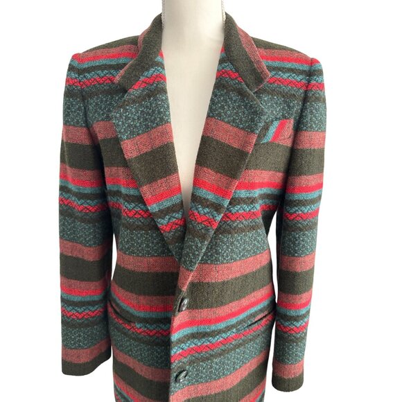 LAWRENCE BRUCE Vintage Wool Blend Striped Jacket Blazer Size 6 - Picture 4 of 7